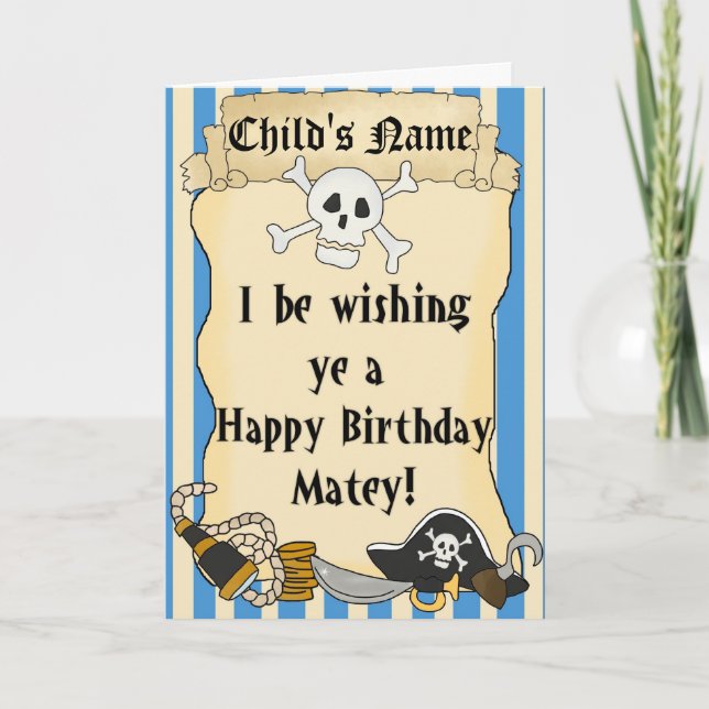 Tarjeta de cumpleaños feliz para niños con temas d (Anverso)
