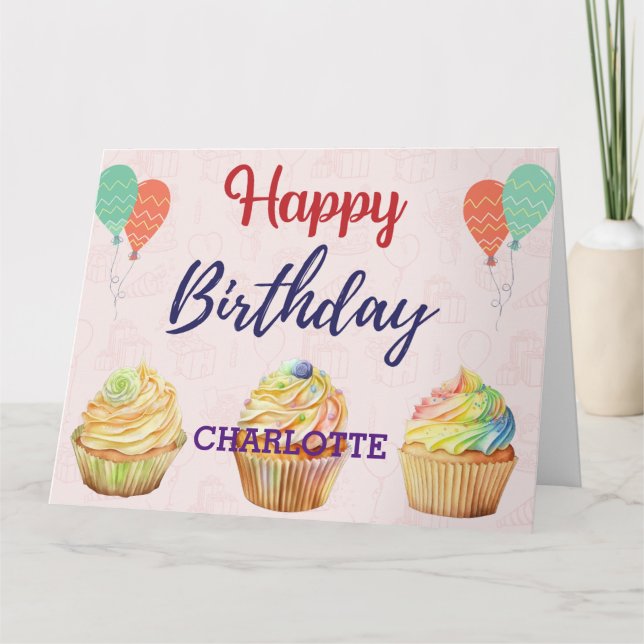 Tarjeta de cumpleaños feliz para pasteles (Anverso)