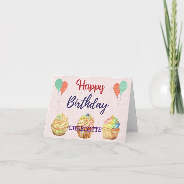Tarjeta de cumpleaños feliz para pasteles (Anverso)