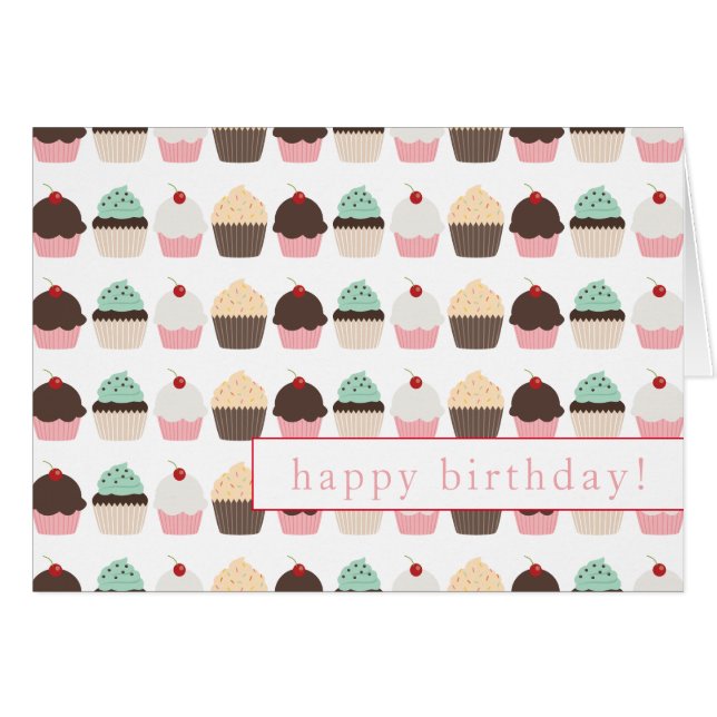 Tarjeta de cumpleaños feliz para pasteles festivos (Anverso (Horizontal))
