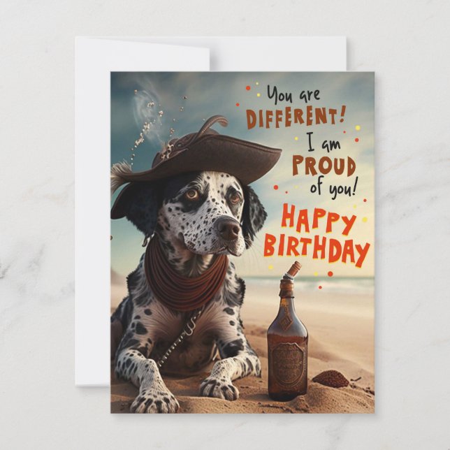 Tarjeta de cumpleaños feliz para perro pirata de D (Anverso)