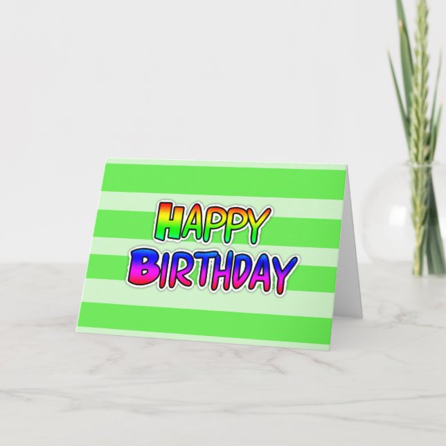 Tarjeta de cumpleaños feliz, pastel verde neutro d (Anverso)