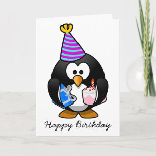 Tarjeta de cumpleaños feliz penguin