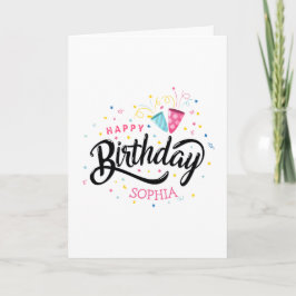Tarjeta de cumpleaños feliz personalizada Confetti