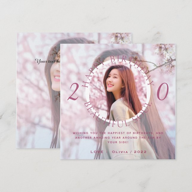 Tarjeta de cumpleaños feliz personalizada de doble (Anverso / Reverso)