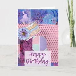 Tarjeta de cumpleaños feliz rosa con colección de 