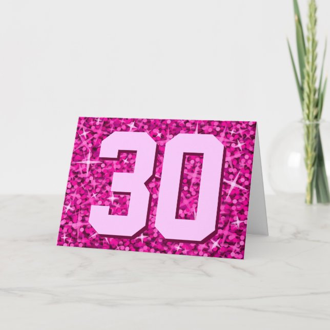 Tarjeta de "cumpleaños feliz" rosa de Glitz 'Age' (Anverso)