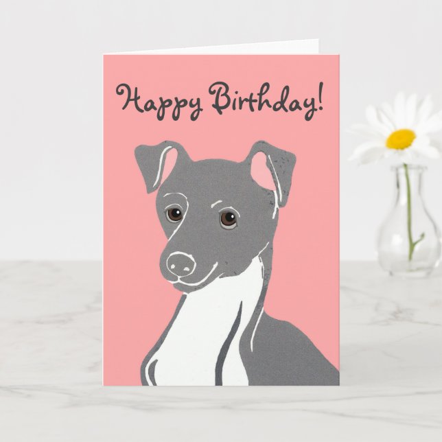 Tarjeta de cumpleaños feliz rosa de Greyhound ital (Planta pequeña)