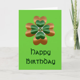 Tarjeta de cumpleaños feliz Shamrock irlandés de o