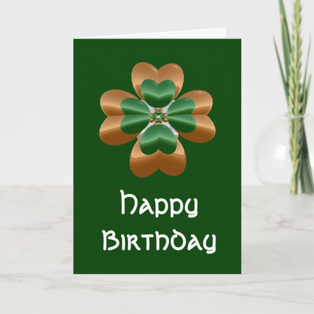 Tarjeta de cumpleaños feliz Shamrock irlandés de o (Anverso)