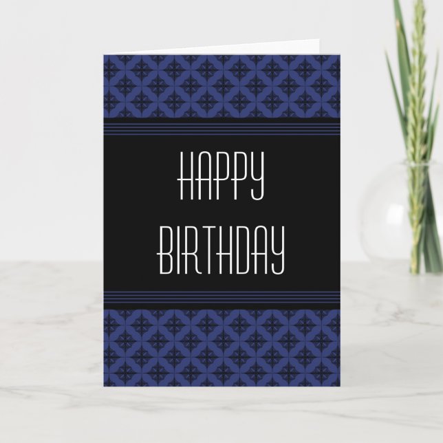 Tarjeta de cumpleaños feliz sin esfuerzo, azul (Anverso)