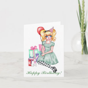 Tarjeta de cumpleaños feliz (verde)