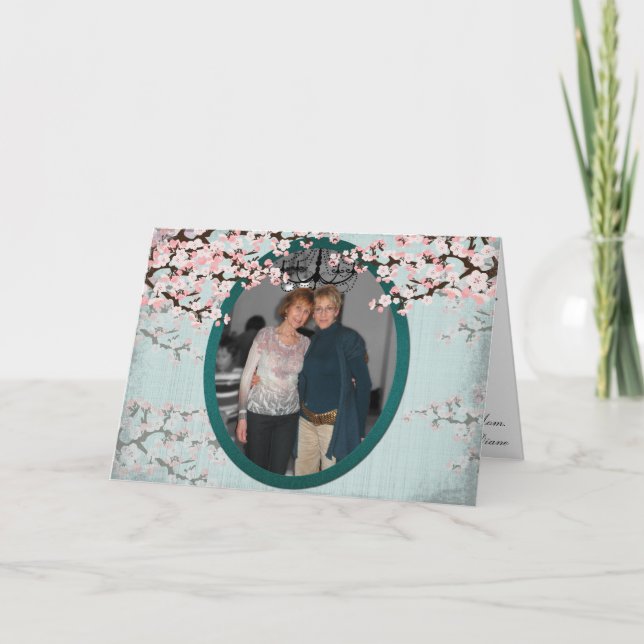 Tarjeta de cumpleaños feliz - Verde azulada de cer (Anverso)