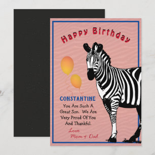 Tarjeta de cumpleaños feliz zebra de animal de jun