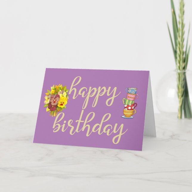 Tarjeta de cumpleaños femenina de Flores y Enseñan (Anverso)