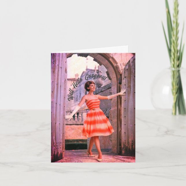 Tarjeta de cumpleaños femenina de moda de los años (Anverso)