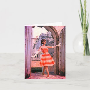 Tarjeta de cumpleaños femenina de moda de los años