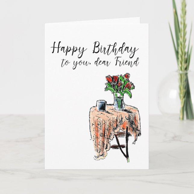 Tarjeta de cumpleaños femenina, tarjeta de amistad (Anverso)