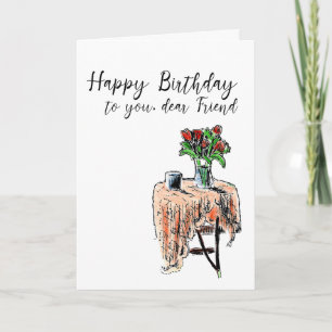 Tarjeta de cumpleaños femenina, tarjeta de amistad