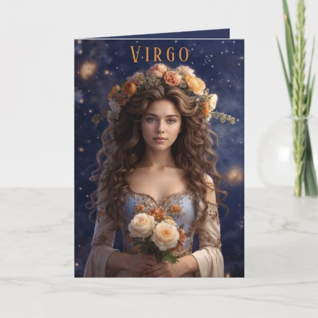 Tarjeta de cumpleaños femenina Virgo (Anverso)