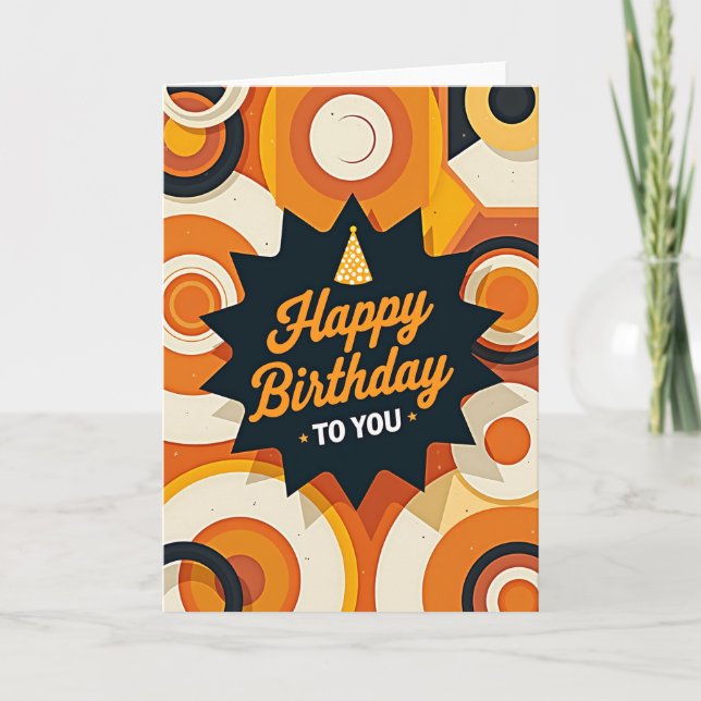 Tarjeta de cumpleaños festiva con explosión de est (Anverso)