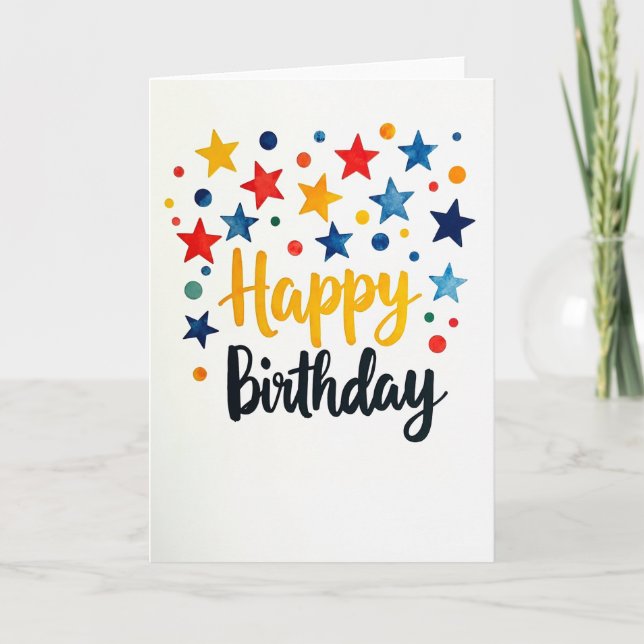 Tarjeta de cumpleaños festiva con gradiente (Anverso)