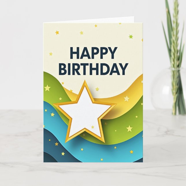 Tarjeta de cumpleaños festiva de capas (Anverso)