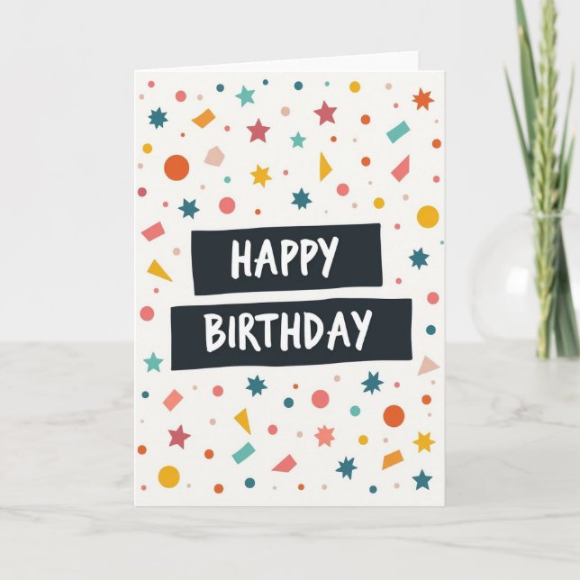 Tarjeta de cumpleaños festiva dibujada a mano (Anverso)