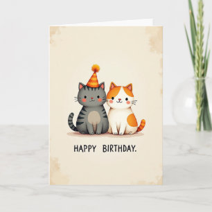 Tarjeta de cumpleaños festiva para dúo de gatos