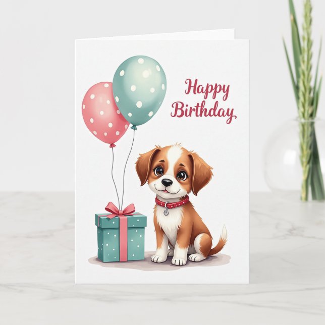 Tarjeta de cumpleaños festiva para perro (Anverso)
