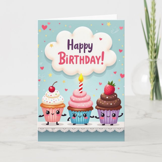 Tarjeta de cumpleaños Festive Sky (Anverso)