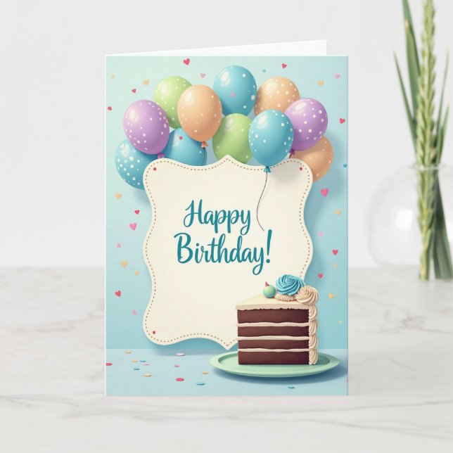 Tarjeta de cumpleaños festoneada festiva (Anverso)