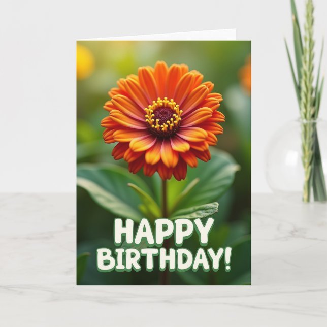 Tarjeta de cumpleaños Fiery Bloom (Anverso)