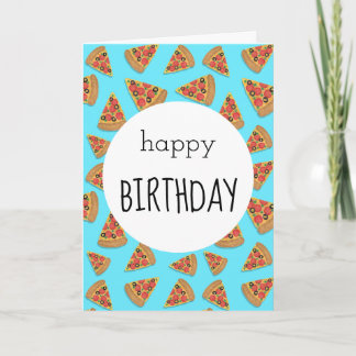 Tarjeta de cumpleaños Fiesta Pizza Azul