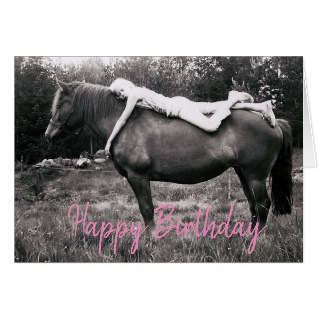 Tarjeta de cumpleaños finlandesa del caballo de la (Anverso (Horizontal))