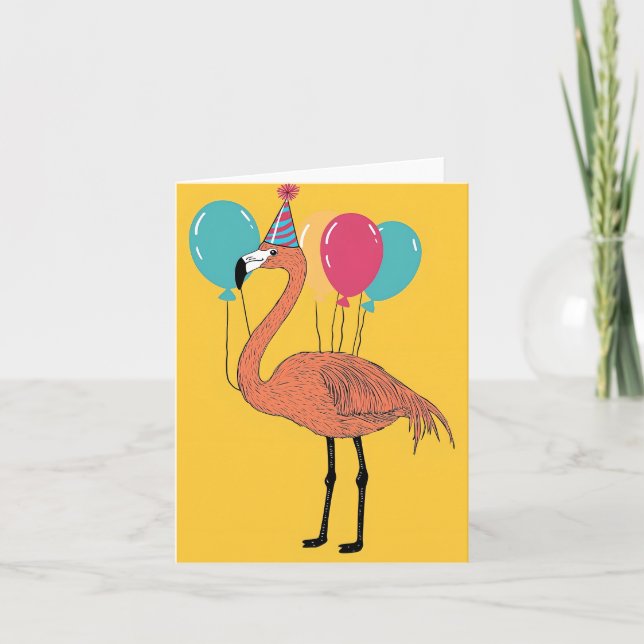 Tarjeta de cumpleaños Flamingo (Anverso)