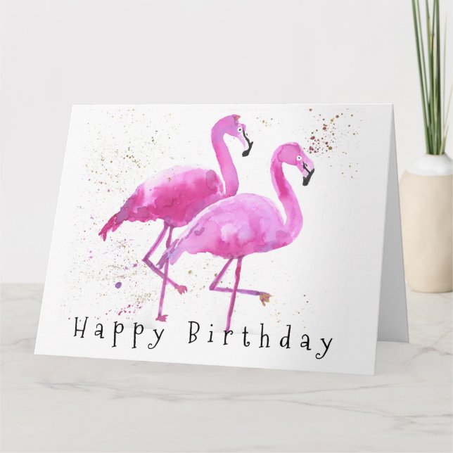 Tarjeta de cumpleaños Flamingo rosa grande, de los (Anverso)