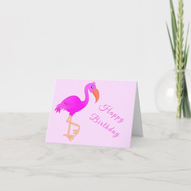 Tarjeta de cumpleaños Flamingo Rosado - Personaliz (Anverso)