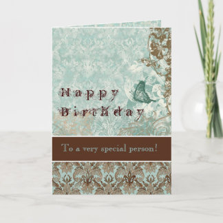 Tarjeta de cumpleaños Fleur di Lys Damask