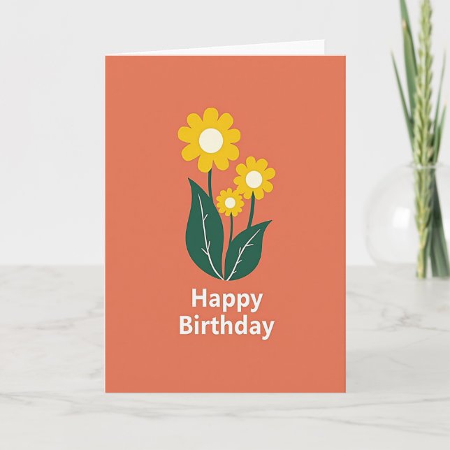 Tarjeta de Cumpleaños Flor Brillante (Anverso)