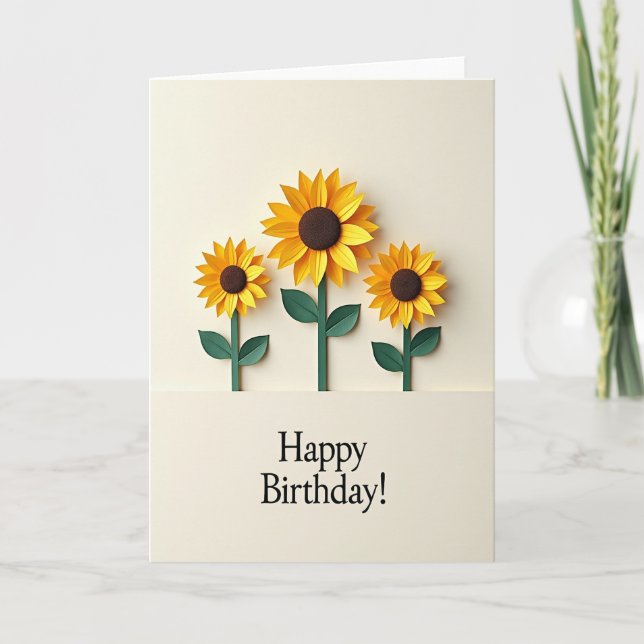 Tarjeta de cumpleaños Flor de corte de papel (Anverso)