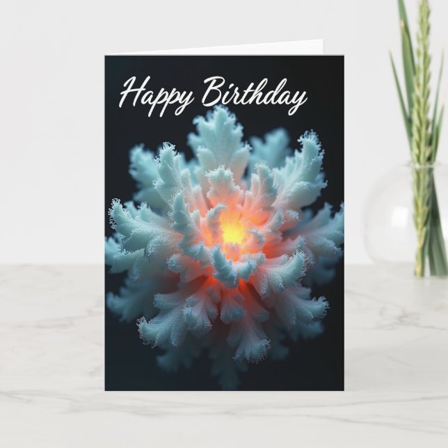 Tarjeta de Cumpleaños Flor de Escarcha (Anverso)