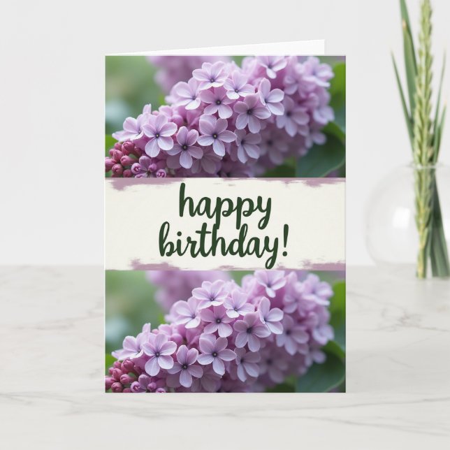 Tarjeta de cumpleaños Flor de Lavanda (Anverso)