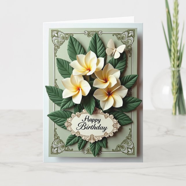 Tarjeta de cumpleaños Flor de Marfil (Anverso)