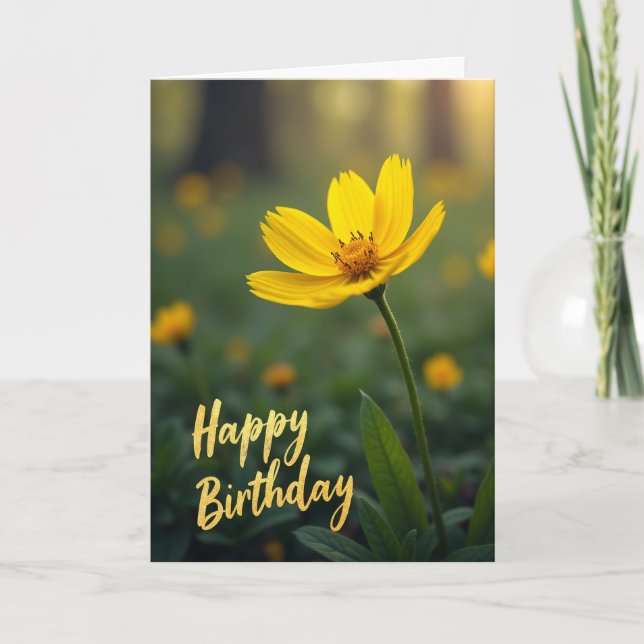 Tarjeta de Cumpleaños Flor de Oro (Anverso)