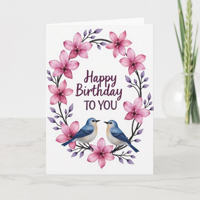 Tarjeta de cumpleaños Flor de Pájaro (Anverso)
