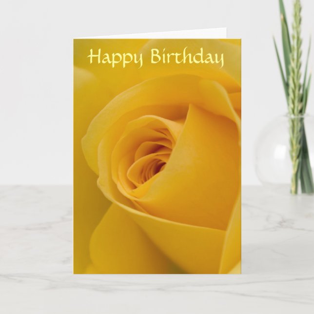 Tarjeta de cumpleaños - flor del rosa amarillo (Anverso)