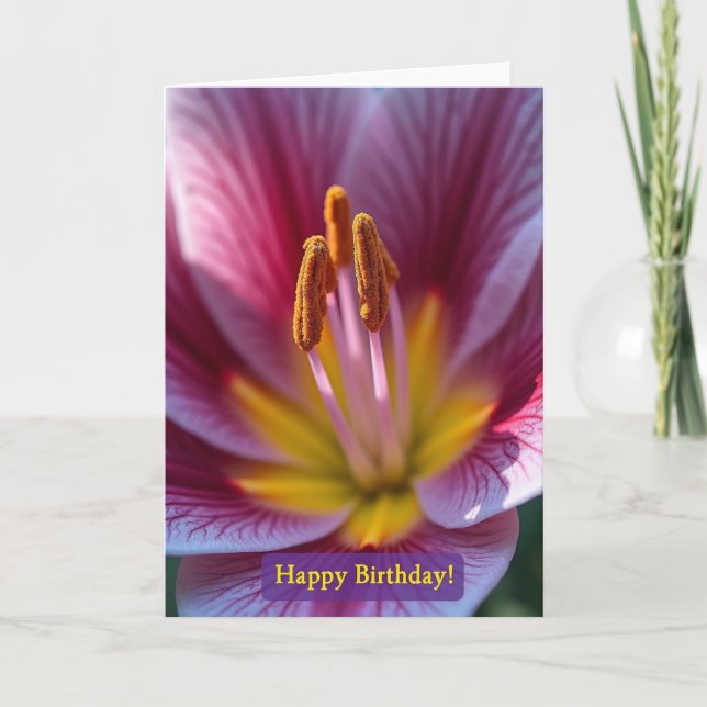 Tarjeta de cumpleaños Flor Luminosa (Anverso)