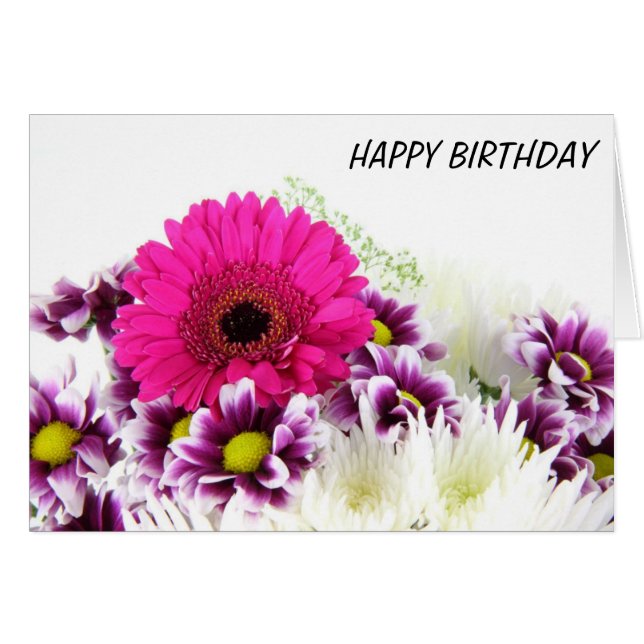 Tarjeta de cumpleaños floral (Anverso (Horizontal))
