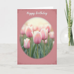 Tarjeta de cumpleaños floral a rayas